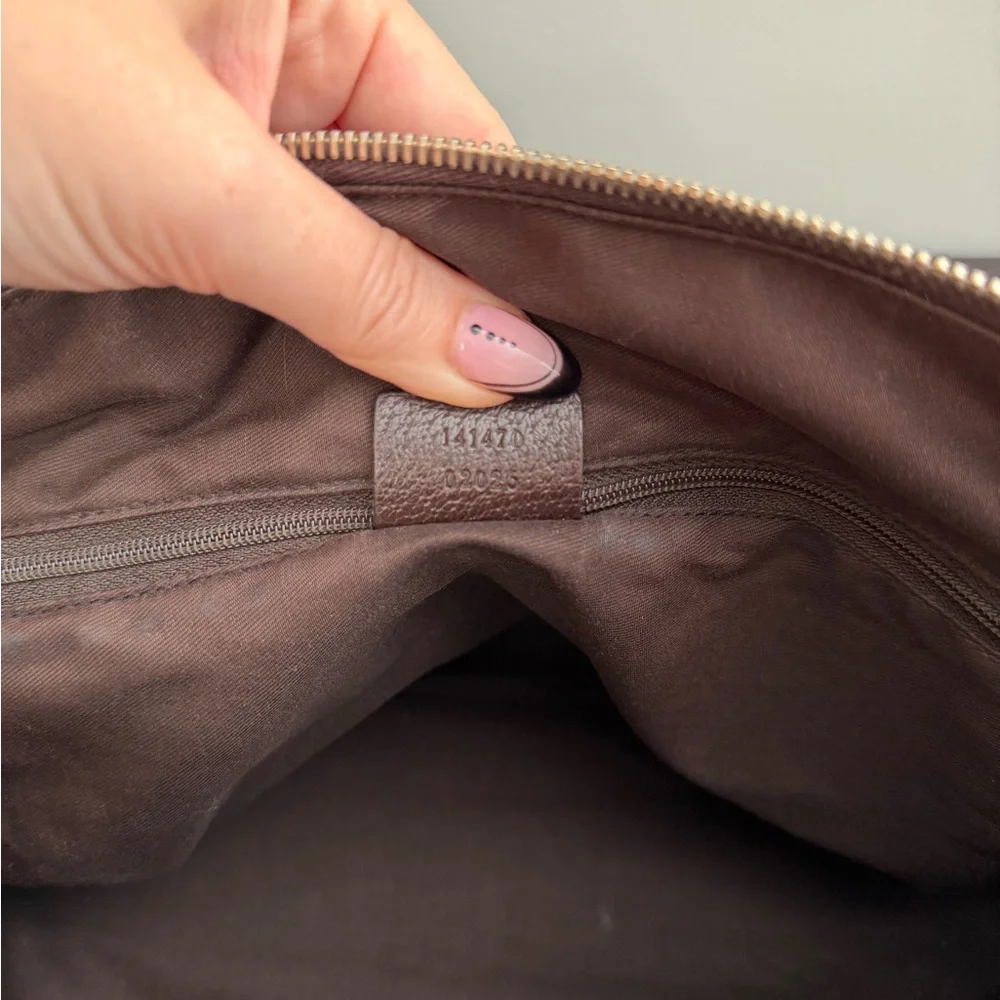 Gucci Vintage Brown Monogram Canvas Shoulder Bag and Dust Bag - Picture 12 of 16